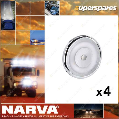 4 x Narva 10-30 Volt Chrome Bezel Interior Lamp Dimming W/Switch 3200K 87474