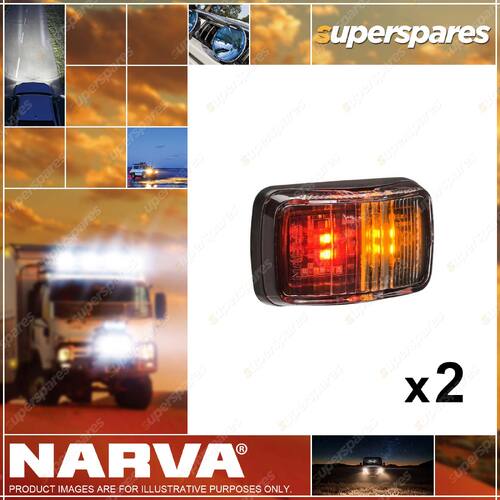 2 x Narva 12 Volt LED Slimline Side Marker Lamp Light Red Colour/Amber 91332