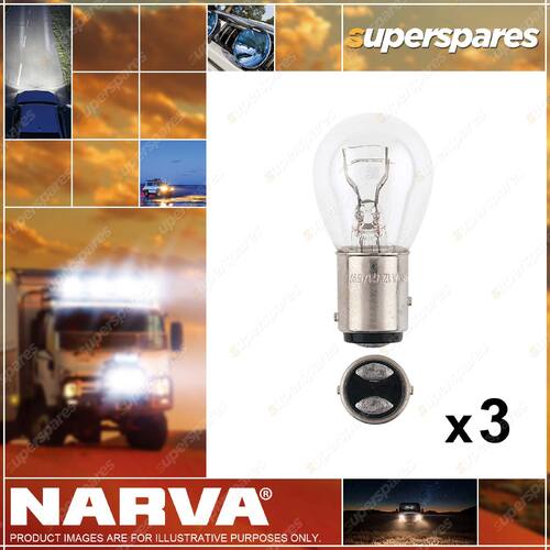Narva 24V 21/5W P21/5W BAY15D Incandescent Globes 17925BL 3 x Blister Pack of 1