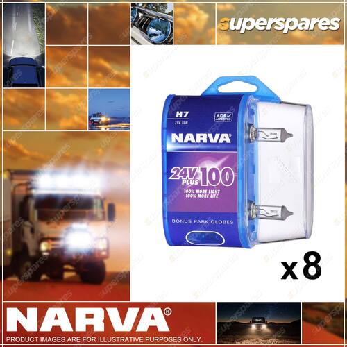 Narva H7 24V 70W Plus 100 Headlight Globes 48730BL2 4 x Blister Pack of 2