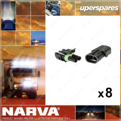 Narva 2 Way Male/Female Waterproof Connector Housing 4 x Blister Pack of 2