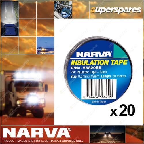 2 x Narva 20 Meters Black PVC Flame Retardant Insulation Tape 10 Rolls 0.2x19mm