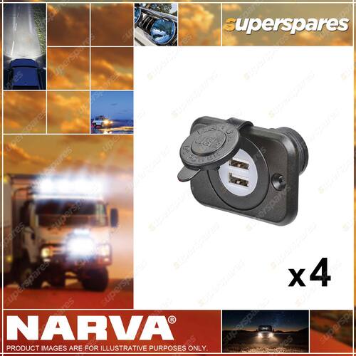 Narva Heavy-Duty L.E.D Illuminated Dual Usb Socket 4 x Blister Pack of 1