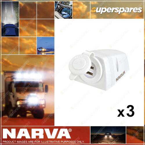 Narva Heavy-Duty Surface Mount Dual Usb Socket 81154WBL 3 x Blister Pack of 1