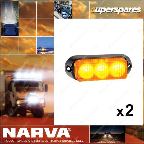 2 x Narva High Powered L.E.D Warning Light Amber - 3 x 1 Watt L.E.Ds 85210A