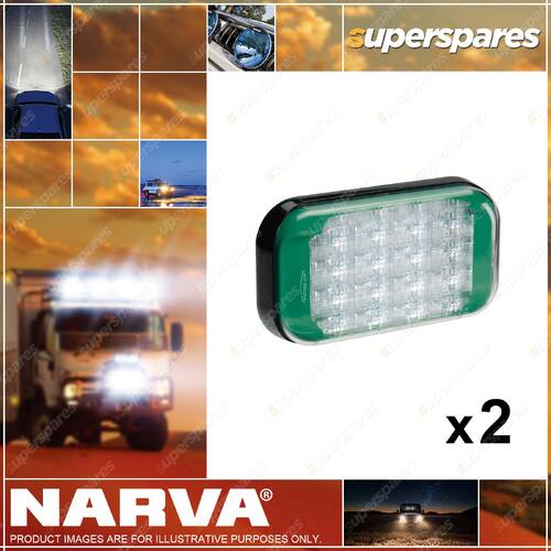 2 x Narva 9-33 Volt High Powered L.E.D Warning Lamp Green Colour 85222G