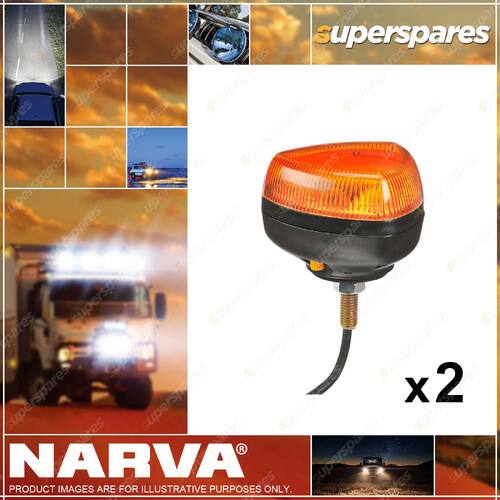 2 x Narva 10-33V Aerotech Low Profile Amber LED Strobe Single Bolt 85601A