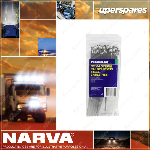 Narva Self-Locking Stainless Steel Cable Tie 7.9 X 360mm 14" - 50 pack