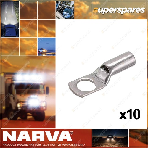 Narva Straight Barrel Cable Lugs fits 16mm2 Cable 8mm stud - Pack of 10