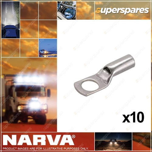 Narva Straight Barrel Cable Lugs fits 25mm2 Cable 8mm stud - Pack of 10