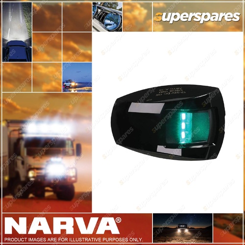 Narva 9-33V 1 Nautical Mile LED Starboard Lamp - Black With Clear Lens