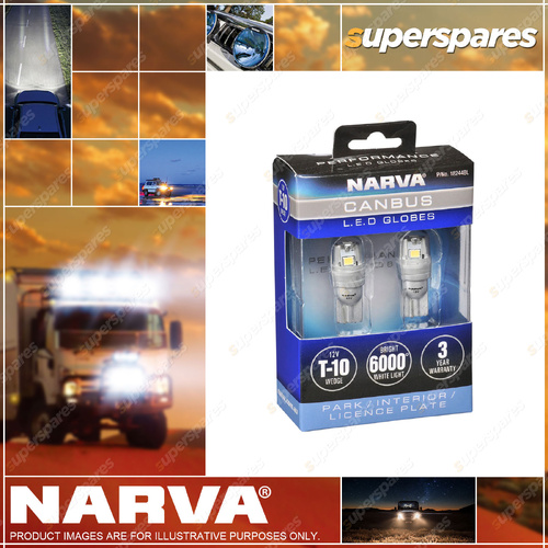 Narva Brand 12 Volt T10 Wedge Canbus LED Globes - Blister pack of 2