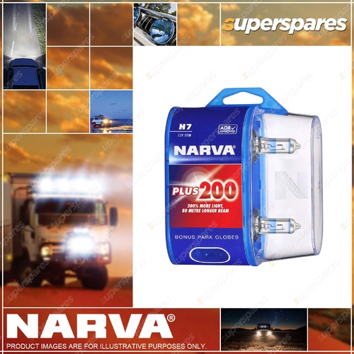 Narva H7 12 Volt 55W P x 26D Plus 200 Halogen Globes - Blister pack of 2