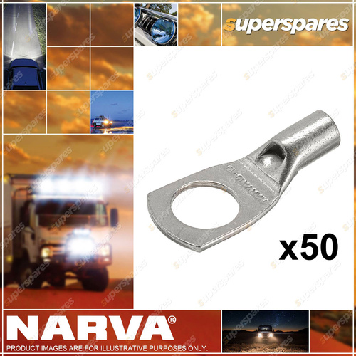 Narva Brand Straight Barrel Cable Lugs 10mm 2 6mm Stud - Pack of 50