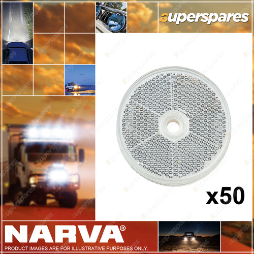 Narva 60mm Clear Retro Reflector with Central Fixing Hole - Bulk Pack of 50