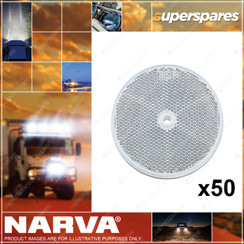 Narva 80mm Clear Retro Reflector with Central Fixing Hole - Bulk Pack of 50