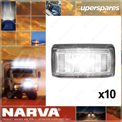 10 Narva LED Front End Outline Marker White w/ Black Base Clear Lens 0.5m Cable