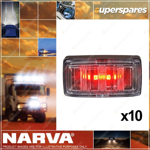 10 Narva LED Rear End Outline Marker Red w/ Black Base Clear Lens & 0.5m Cable