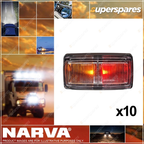 10 Narva LED Side Marker Lamp Red/Amber with Black Base Clear Lens & Connector