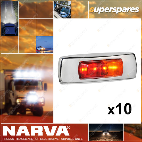 Narva 9-33V LED Side Marker Red/Amber Chrome Cover 0.5m Cable Pack of 10