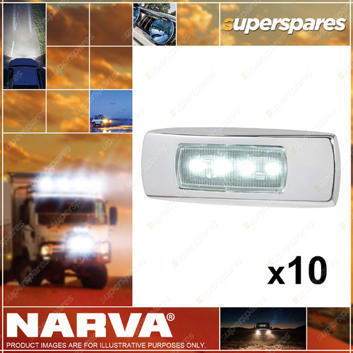 Narva 9-33V LED Front Marker White Chrome Cover 0.5m Cable Pack of 10
