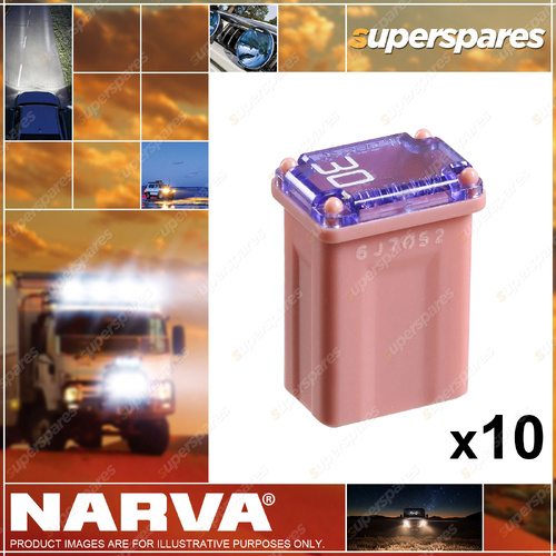 Narva 30A Pink Female Mini MJC Fusible Links - 15 x 10 x 7mm Pack of 10