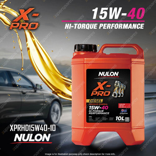Nulon X-PRO 15W-40 Hi-Torque Performance Eng. Oil XPRHD15W40-10 Ref SSD15W40-10