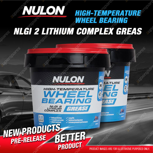 2 x Nulon High-Temperature Wheel Bearing NLGI 2 Lithium Complex Grease 500g
