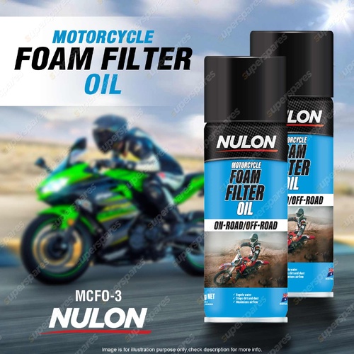 2 x Nulon Motorcycle Foam Filter Oil 300g Additives MCFO-3 Maximises Airflow