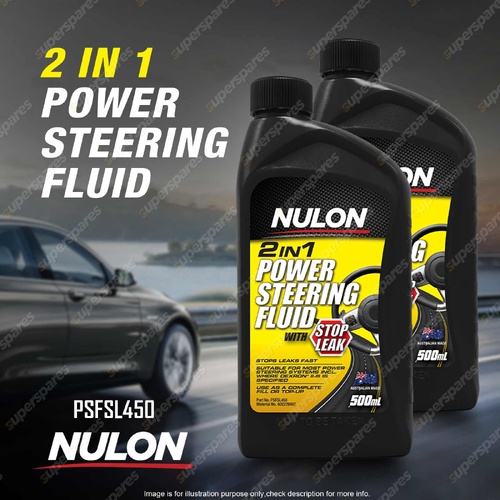 2 x Nulon 2 in 1 Power Steering Fluid with Stop Leak 450ML Quality Guarantee