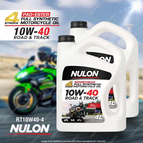 2 x Nulon Full Synthetic Road & Track 10W-40 Motorcycle 4 Stroke Engine Oil 4L