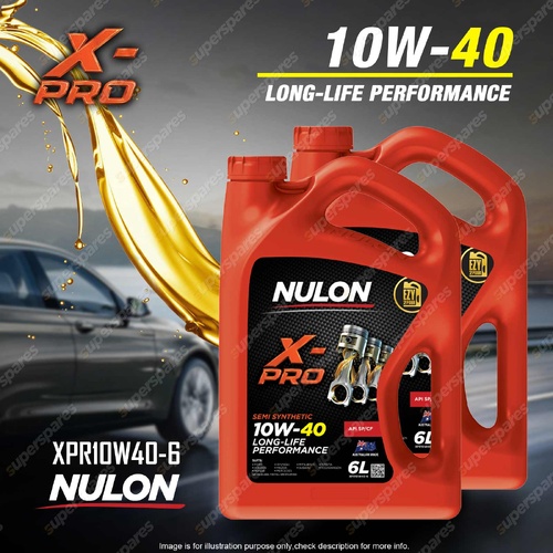 2 x Nulon X-PRO 10W-40 Long Life Performance Engine Oil 6L XPR10W40-6