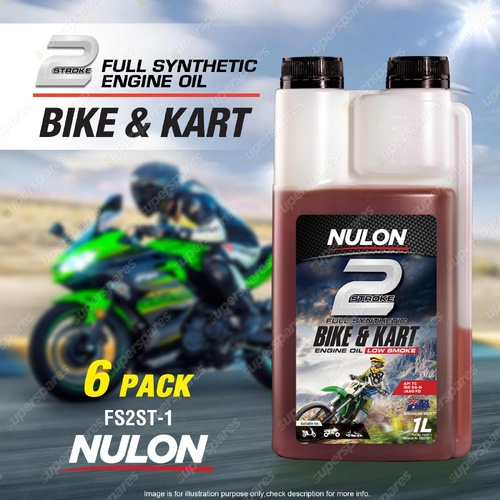 6 x Nulon Full Synthetic Bike and Kart 2 Stroke Engine Oil 1L FS2ST-1