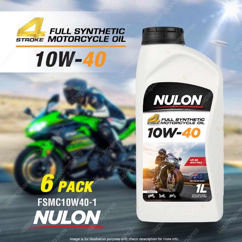 6 x Nulon Full Synthetic 10W-40 Motorcycle 4 Stroke Engine Oil 1L FSMC10W40-1