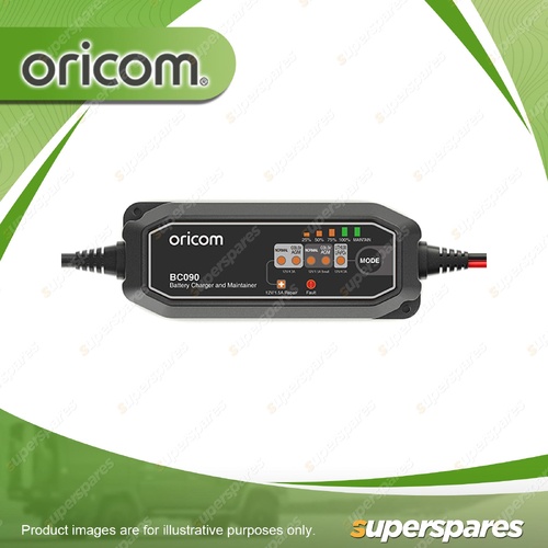 Oricom 12V Battery Charger and Maintainer - Suits Lead-acid Batteries BC090