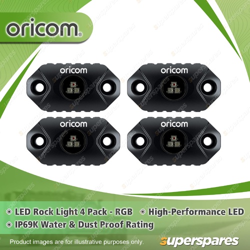 4 x Oricom LED Rock Lights RGB - IP69K Highest Water & Dust Rating RKLBT4RGB