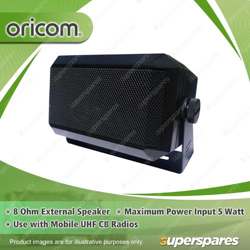 Oricom 8 Ohm External UHF Speaker - for Use with Mobile UHF 2-Way Radios SPE85