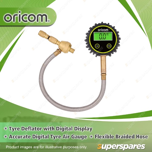 Oricom Tyre Deflator - with Digital Display & Flexible Braided Hose TDD01