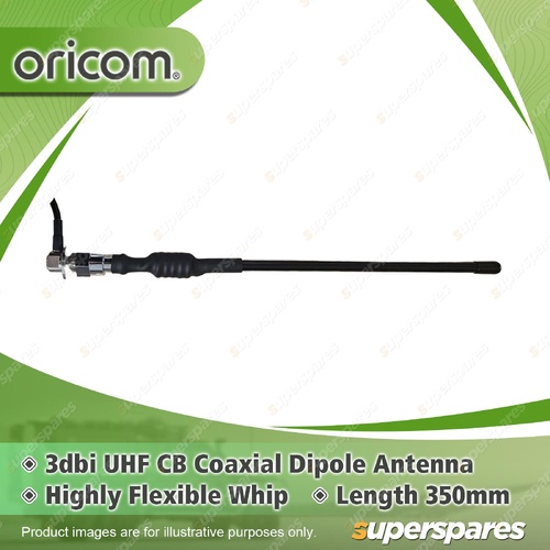 Oricom 3dbi Coaxial Dipole Antenna - Length 350mm Highly Flexible Whip ANU056