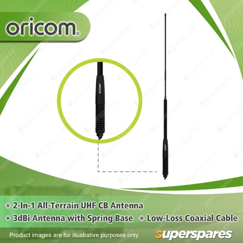 Oricom 2-in-1 UHF CB Antenna - HD Large Parallel Spring Base 1030mm ANU1106