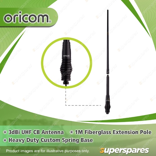 Oricom 3dBi Short Antenna - Heavy Duty Large Barrel Spring Base ANU1200