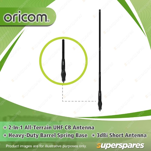 Oricom 2-in-1 UHF CB Antenna - HD Large Barrel Spring Base 1455mm ANU1206