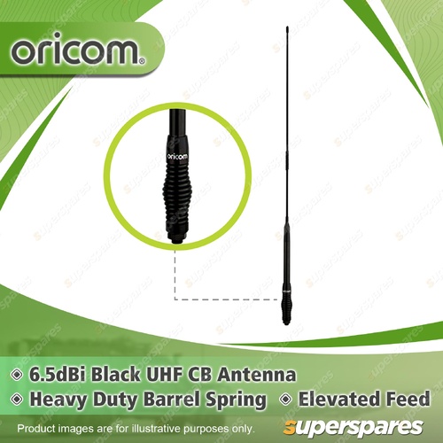 Oricom 6.5dBi 88cm Black UHF CB Antenna - with Heavy Duty Barrel Spring ANU220