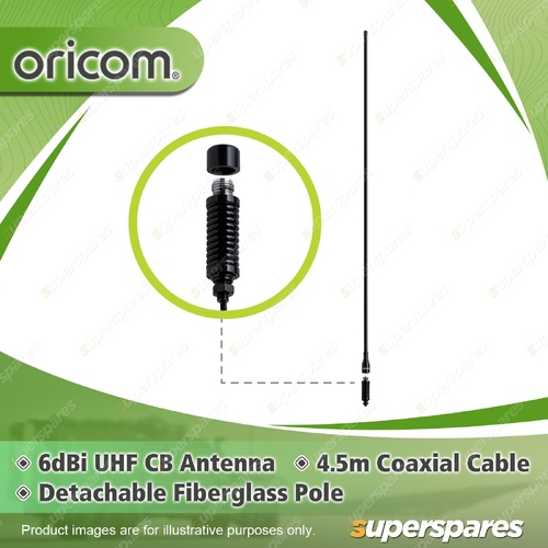 Oricom 6dBi Ultra High Frequency CB Antenna - with Fibreglass Pole ANU410