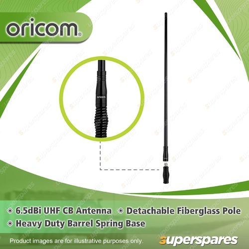 Oricom 6.5dBi UHF CB Antenna - with Detachable Fibreglass Pole ANU800