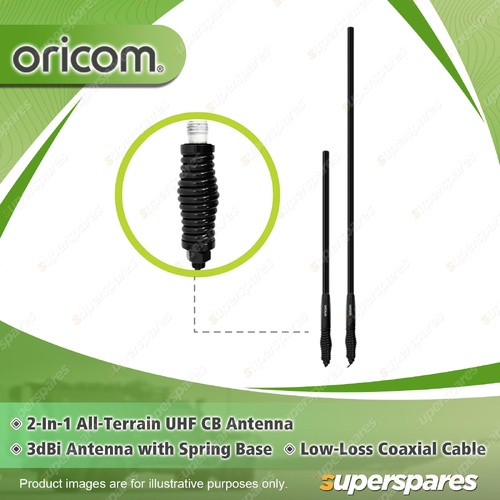 Oricom 2-in-1 All-Terrain UHF CB Antenna - for Low / High Gain ANU806AT