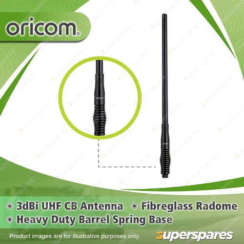 Oricom 3dBi UHF CB Antenna - with Non-Detachable Fibreglass Pole ANU850