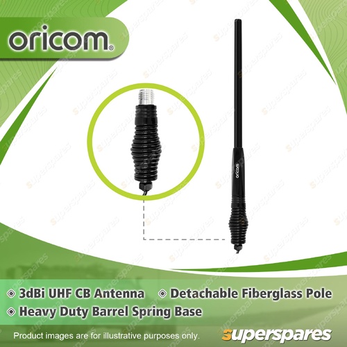 Oricom 3dBi 640mm UHF CB Antenna - with Detachable Fiberglass Pole ANU916