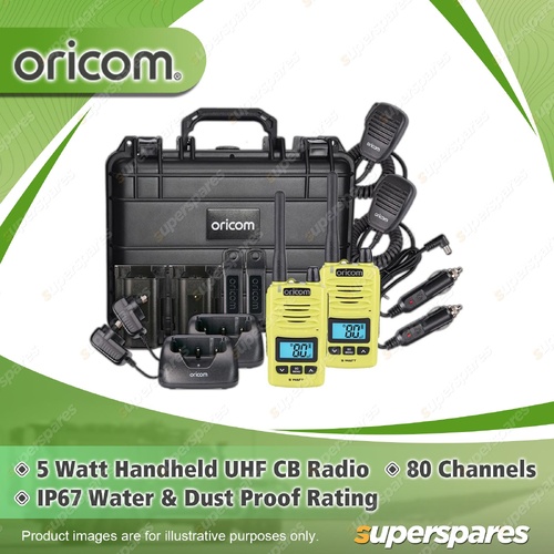 Oricom 5W Handheld UHF CB Radio Trade Pack - Twin Lime Radios IP67 DTXTP600LME