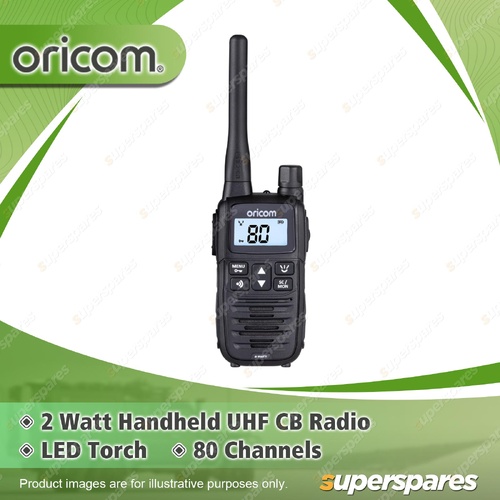 Oricom 2 Watt Handheld UHF CB Radio Single - LED Torch & 80 Channels UHF2400-1